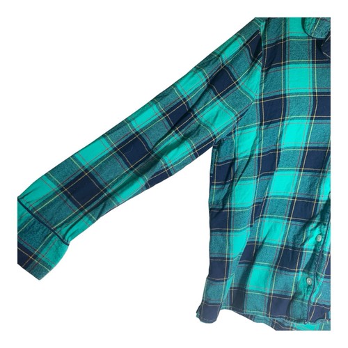 Lands End Langarm Pyjama Damen Medium 10-12 grün und blau kariert Flanell - Bild 10 von 15