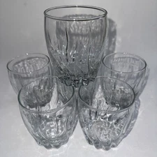 6 Anchor Hocking CENTRAL PARK Clear Swirl Twist Old Fashion Drinking Glasses 4”H