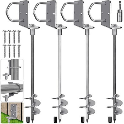 Multi-Purpose Ground Anchors Screw in 3'' Wider Spiral Trampoline Anchors Ful...