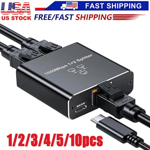 RJ45 Ethernet Network Splitter Adapter PC 1 To 2 Plug Cable Extender Connector E - Foto 11