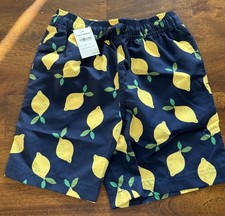 Hanna Andersson Boys Lemon Navy Size 5 Swim Trunks NWT