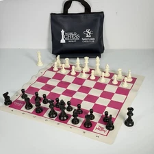 World Chess Hall of Fame Chess Set, Vinyl Board & Travel Bag - Tournament Stand