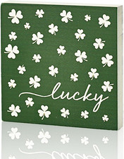 Double-Sided Wooden Block Decor for St. Patrick's Day - Shamrock  Home Sign