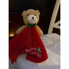 Little Me My First Christmas Teddy Bear Baby Security Blanket Lovey Red Tan