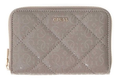 GUESS Libby SLG Zip Around Wallet M Geldbörse Dark Taupe taupe Neu