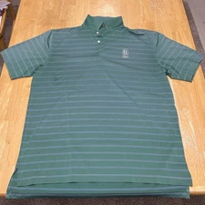 Peter Millar Summer Comfort Shirt Mens XL Striped Teal Sawgrass TPC Golf Polo