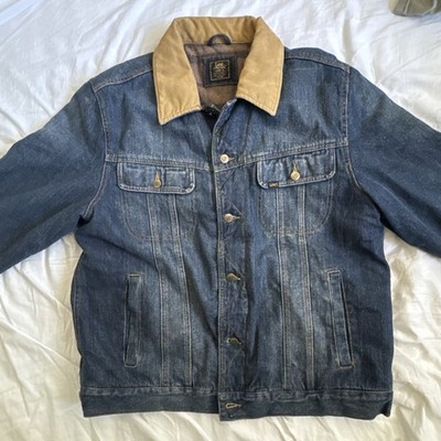 Vintage Lee Storm Rider Wool Blanket Lined Denim Trucker Jacket Blue Wash Y2K