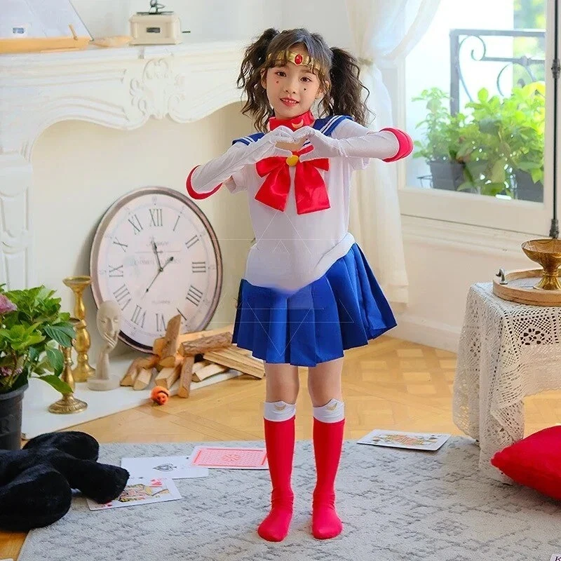 Sailor Costume Cosplay Kids Girls Dress Gloves Socks Halloween Carnival Clothing - Image 4 of 4