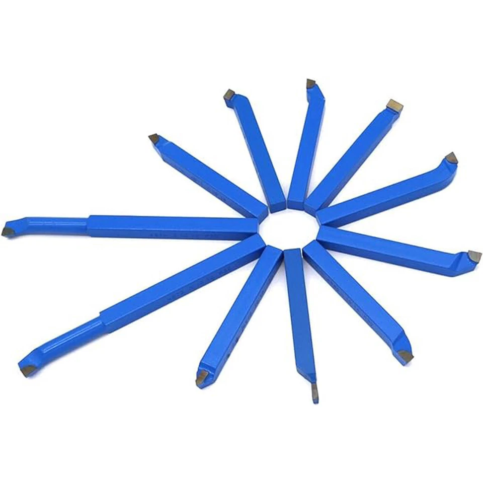 SET UTENSILI 11 PZ BRASATI PER TORNIO 6X6MM DA TAGLIO BLU IN SCATOLA LEGNO - Immagine 3 di 4
