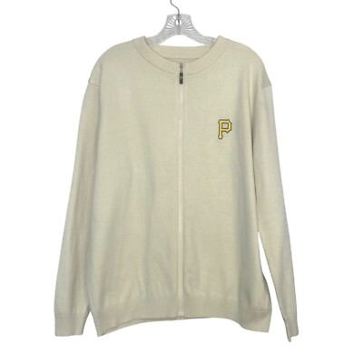 #ad Pittsburgh Pirates PNC Bank Full Zip Cardigan Sweater Cardigan Men XL Cream $17.60