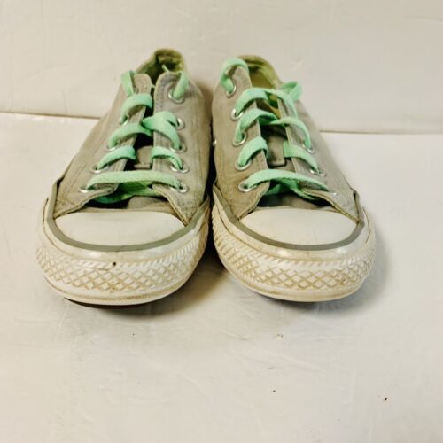 Zapatillas Converse All Star Para Mujer Talla 4 Blanco Gris Zapatos Cordones Verdes - Imagen 3 de 13