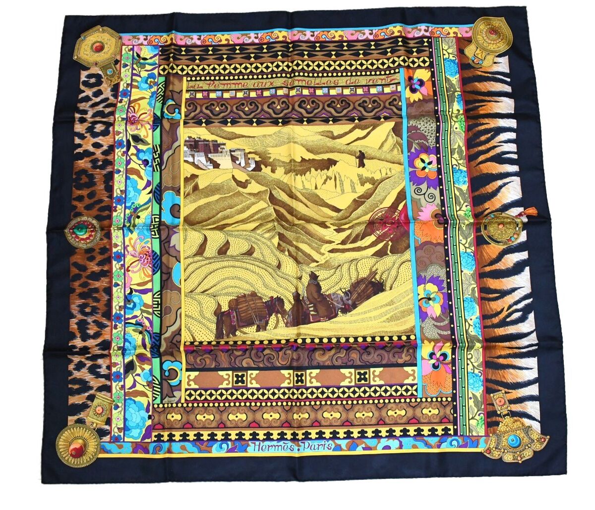 Hermes Scarf La Femme aux Semelles de Vent Silk 90 cm black Hermes Scarf La Femme aux Semelles de Vent Silk 90 cm black