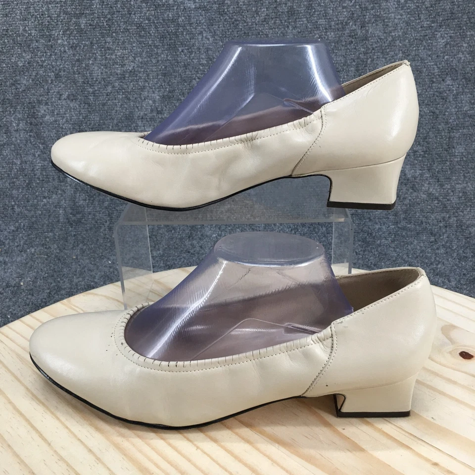 Zapatos de tacón Naturalizer para mujer 12 B Roslyn Bone elásticos 465N86 cuero beige Foto 2 de 4