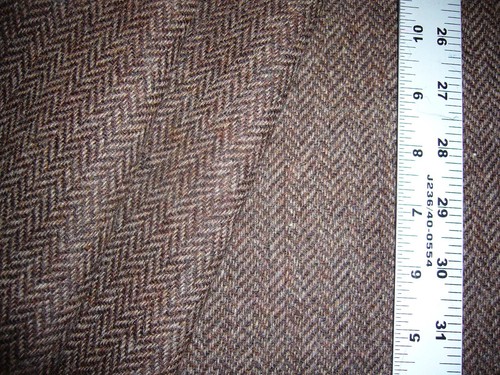 Handsome vintage brown wool-like herringbone fabric 2 yd x 62" wide - Picture 2 of 3