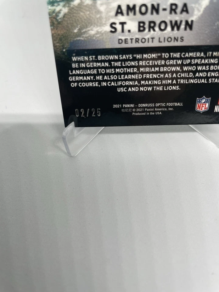 2021 Panini Donruss Optic - GloBall Black Pandora Amon-Ra St. Brown RC 2/25 - Image 4 of 4