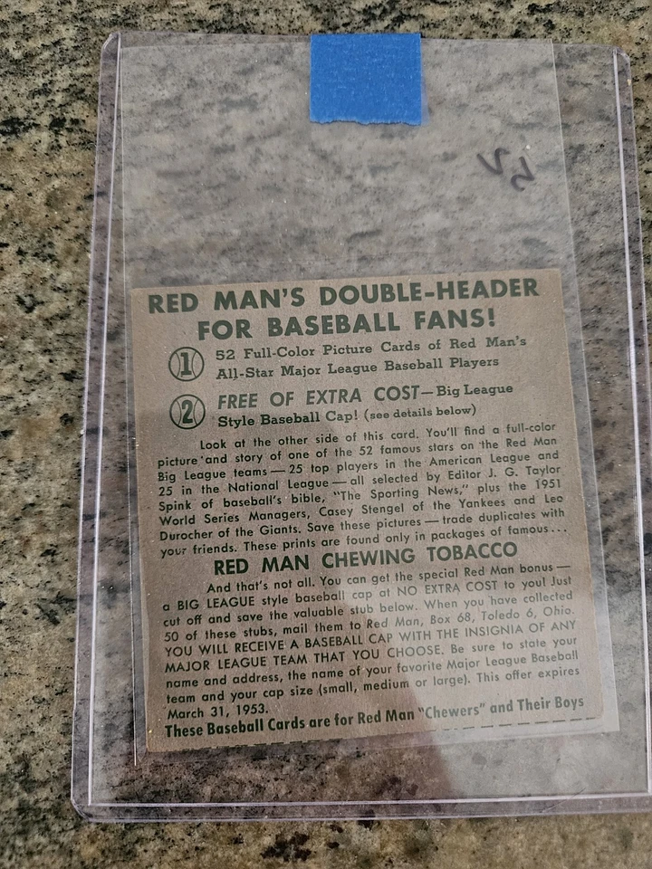 1952 Red Man Monte Irvin #9 - Image 2 of 2