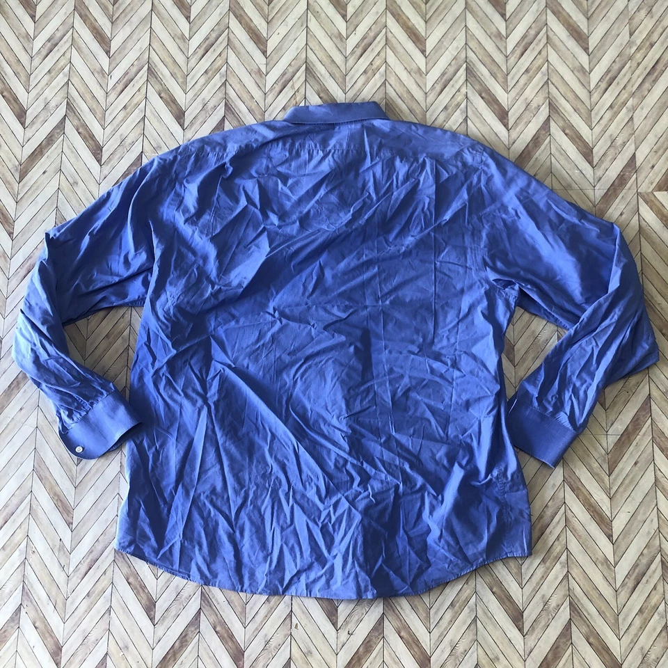 Camisa de vestir Ralph Lauren con botones. Blu. Hecho en Italia. Etiqueta negra. Algodón 18 Foto 3 de 4