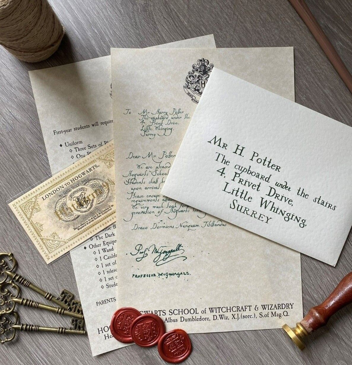 Personalised Harry Potter Hogwarts school acceptance letter witchcraft wizardry