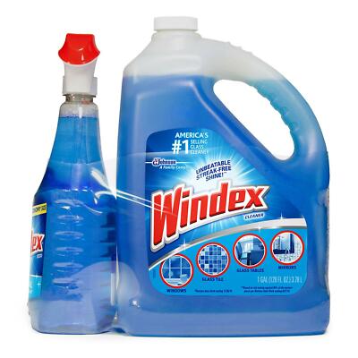 WINDEX ORIGINAL GLASS CLEANER 32 oz BOTTLE & 128 oz REFILL CLEAN SHINE DEGREASES