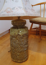 German Fat Lava? Ceramic Floor Lamp Green Brown Earth Tones PAT Tested