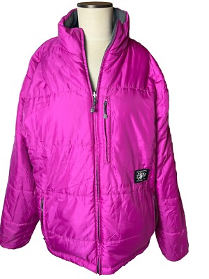 Stussy Women's Reversible Puffer Jacket Pink/Gray Size Large (note