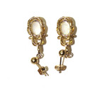 14k yellow gold .02ct diamond natural opal gemstone dangle earrings estate — photo 6