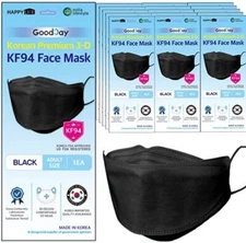 [12pcs] Happy Life , Good Day kf94 Black face mask Adult Size