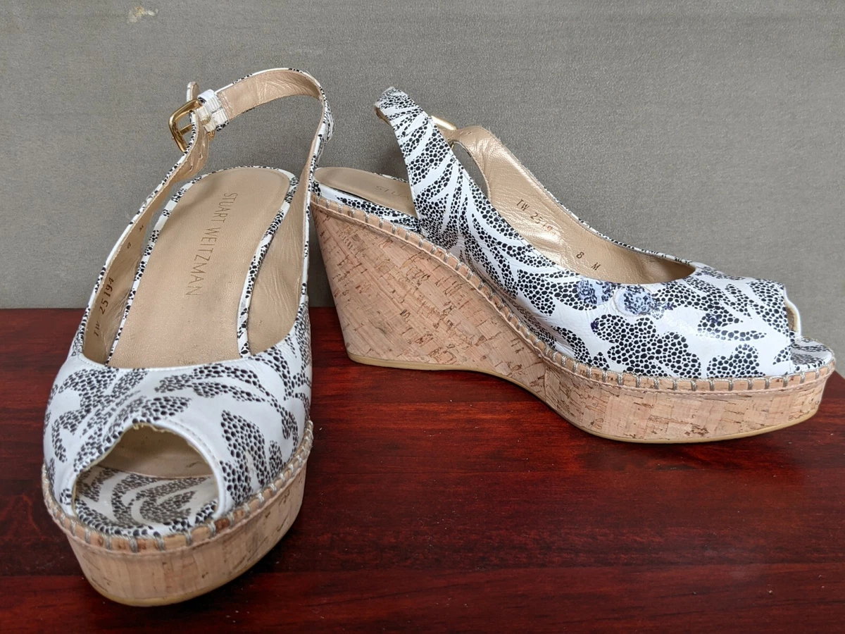 Stuart Weitzman Jean Wedge Slingback Sandals Size 8 eBay