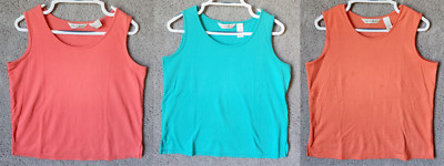 x3 Drapers & Damons Womens Sleeveless Tank Tops Pink/Orange/Blue Cotton Blend M