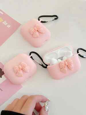 Ästhetische Rosa Schleife Dekor Schutzhülle für AirPods Süß Stylisch Kawaii Design