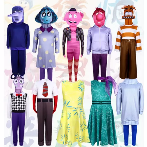 Kids Inside Out 2 Costume Boys Girls Halloween Party Cosplay Outfits Fancy Dress - Picture 1 of 16