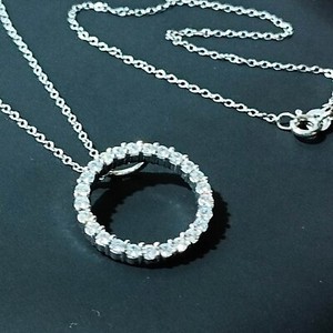 Authentic 2CT Simulate Diamond Lover Open Round Circle Pendant Necklace in 14K Gold Plated