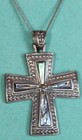 925 Silver With Abalone Cross Apx 1.5 to 2 Inches Excellent Condition