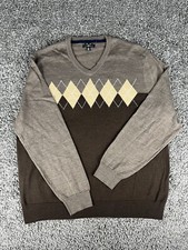 Club Room, Men's, Wool Blend, Argyle Sweater, Brown, Size XL