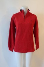 Teens Polo Ralph Lauren Red Navy 1/4 Zip Pullover Sweater L 14-16