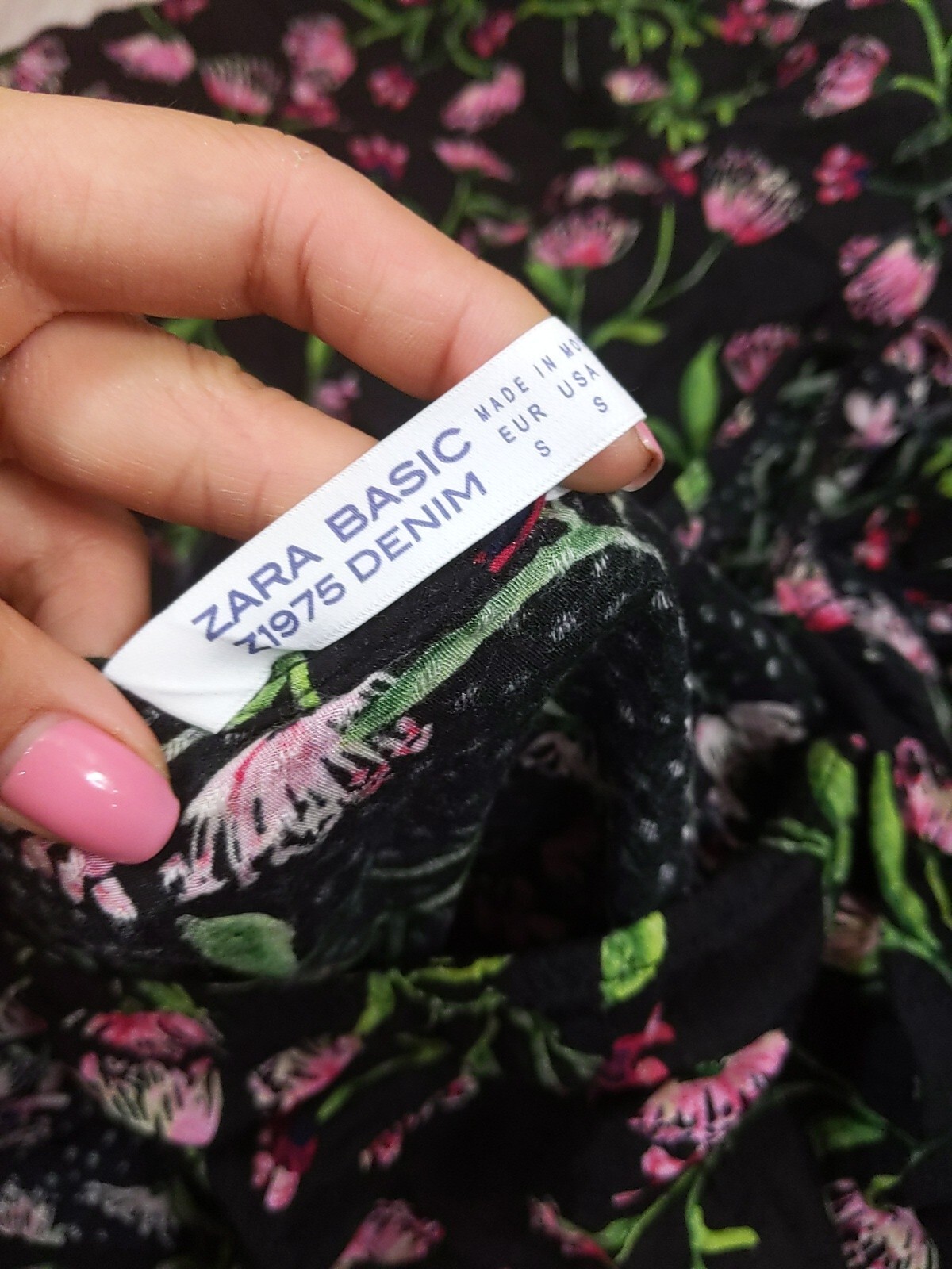 ZARA Basic Floral Black Cold Shoulder Mini Dress … - image 2