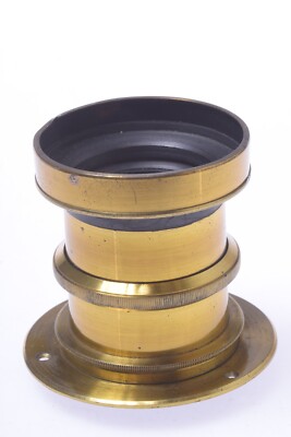 Ancien Objectif En Laiton Français Triplet Aplanatique 8X (pour Pièces, Bon état Optique)