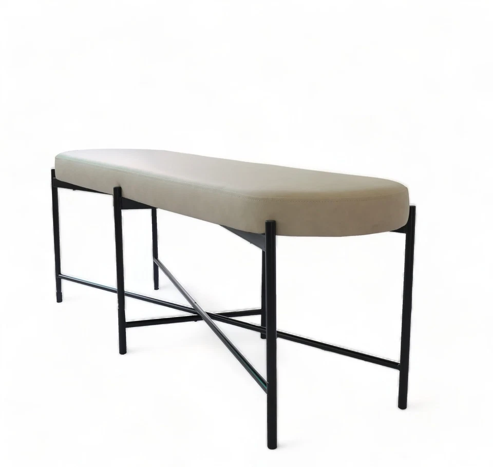 54英寸软垫素食皮革口音奥斯曼长凳用于入口,客厅... — 第 2/4 张图片