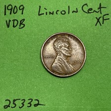 1909-P VDB Lincoln Wheat Cent 1c Xf Extra Fine