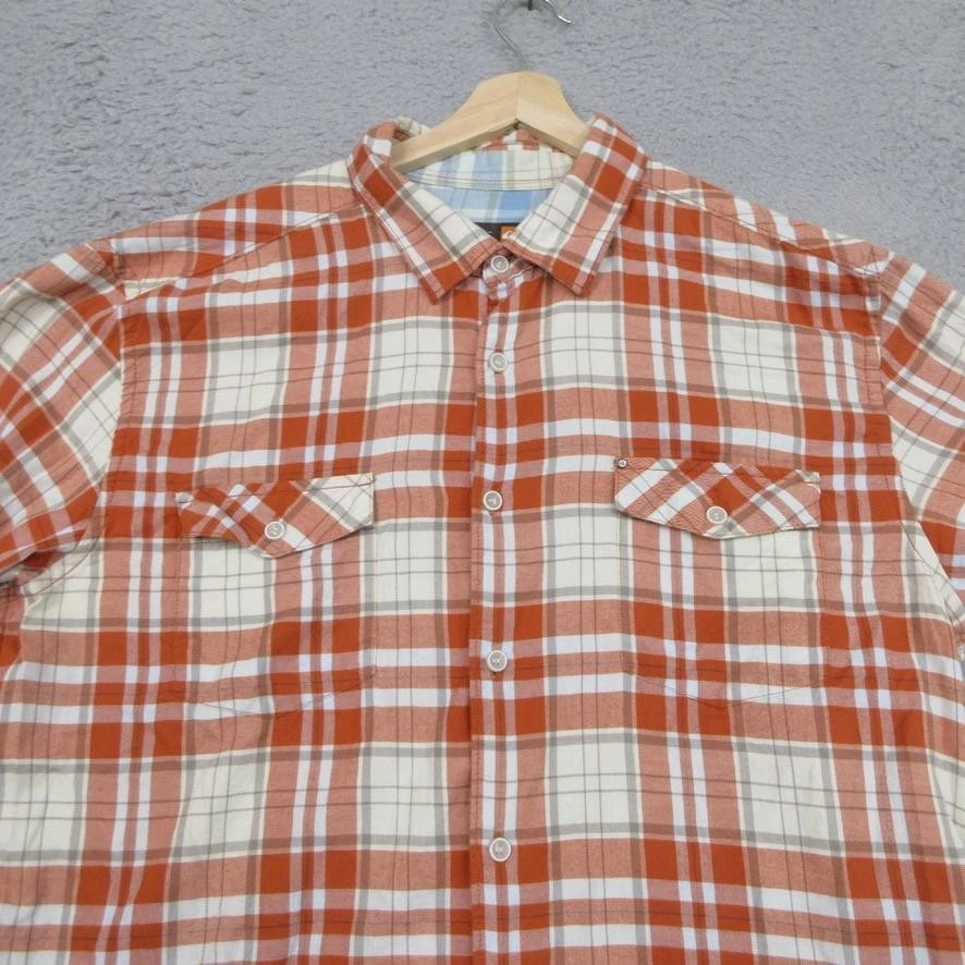 Quiksilver Waterman Shirt Mens XL Orange White Plaid Long Sleeve Button Down - Image 3 of 4