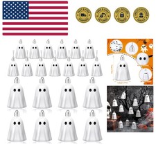 24Pcs Halloween Hanging Ornaments White Ghost Decorations Halloween Tree Deco...