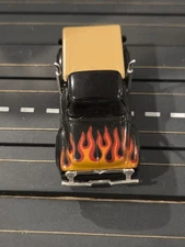 Vintage Aurora AFX Black w/Flames ‘56 Ford Truck HO Slot Car 4 Gear Chassis