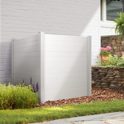 ELEVENS 48'' W X 48'' H FENCE PANELS AIR CONDITIONERS TRASH CAN (2 PANELS - WHITE)
