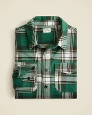 NEW 98 J Crew Seaboard Soft Knit Shirt in Ian Green Ivory Plaid - Size M