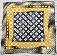 VTG Bandana Cotton Yellow Polka Dot Geometric Blooming Flower Handkerchief 21" J