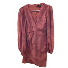 Lulus Dusty Rose Wrap Mini Dress Womens Small Long Sleeve V Neck Party