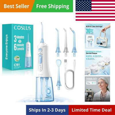 #ad COSLUS Portable Water Flosser for Teeth 3 Modes 6 Pressure Levels 300ML $32.92