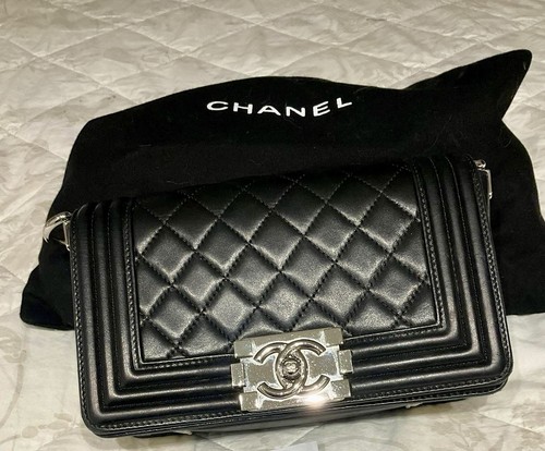 Chanel boy bag small Black Lamb Skin With Silver Hardware