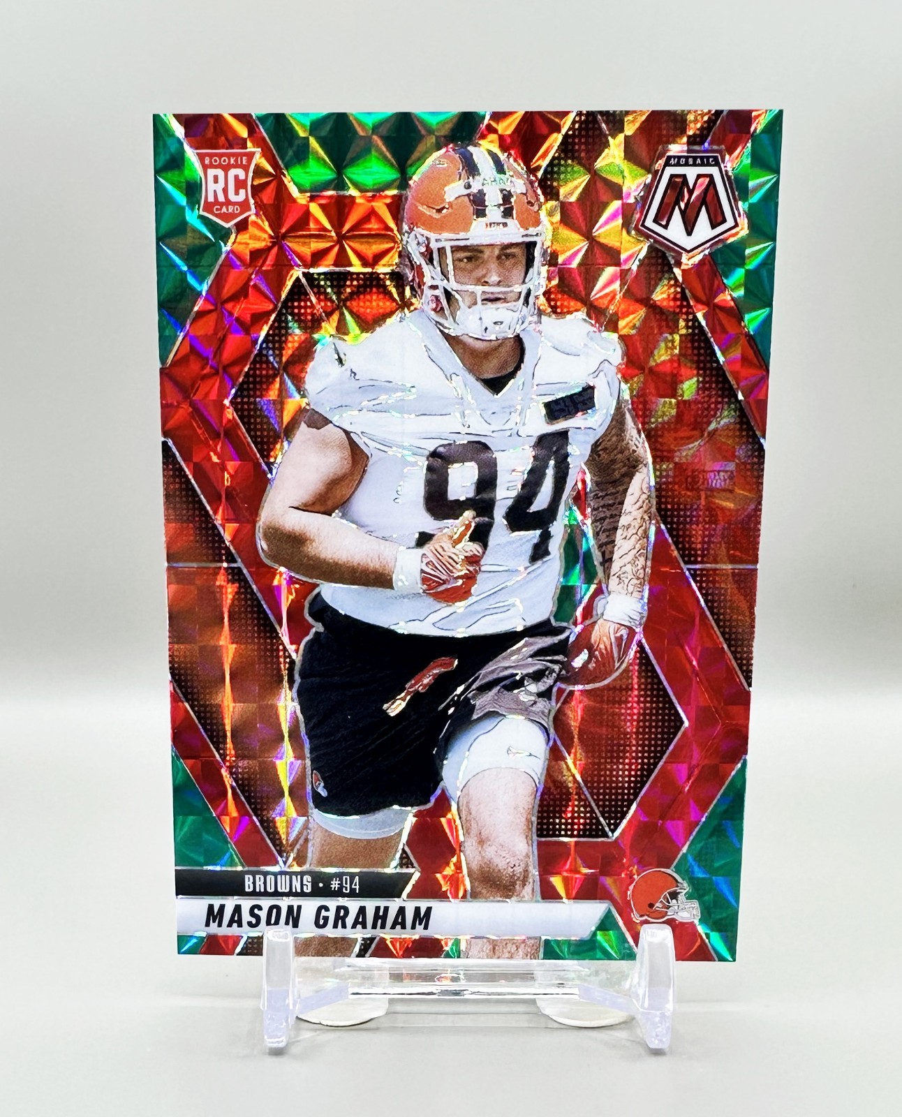 2025 Panini Mosaic Football #311 (Choice Red & Green)  MASON GRAHAM [RC]