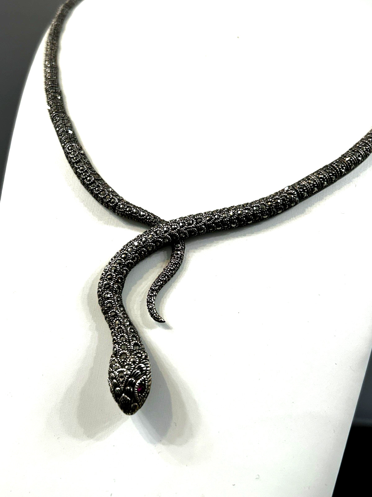 Artisan Sterling Silver Marcasite Ruby Articulate… - image 5